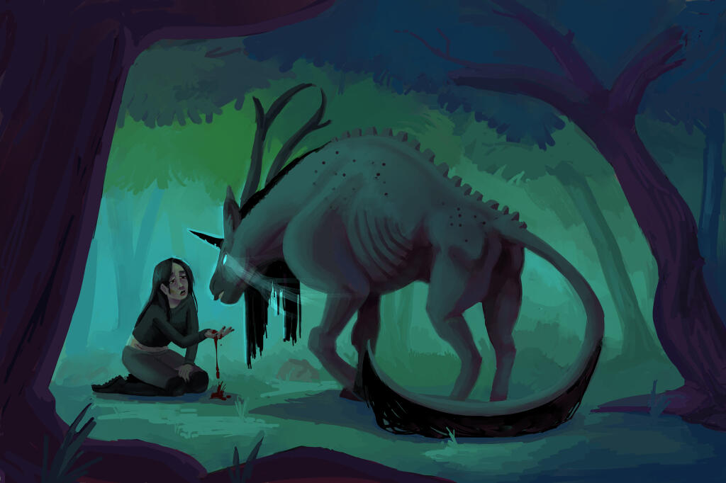 Cartoon illustration of Marijane Vargas's head next to her signature