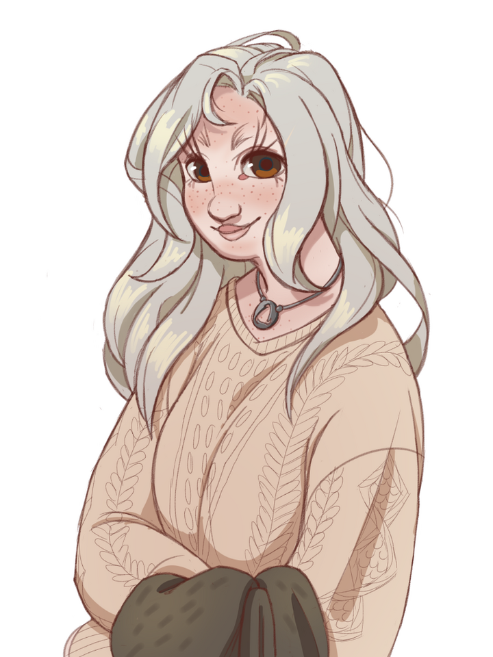 Cartoon illustration of Marijane Vargas's head next to her signature