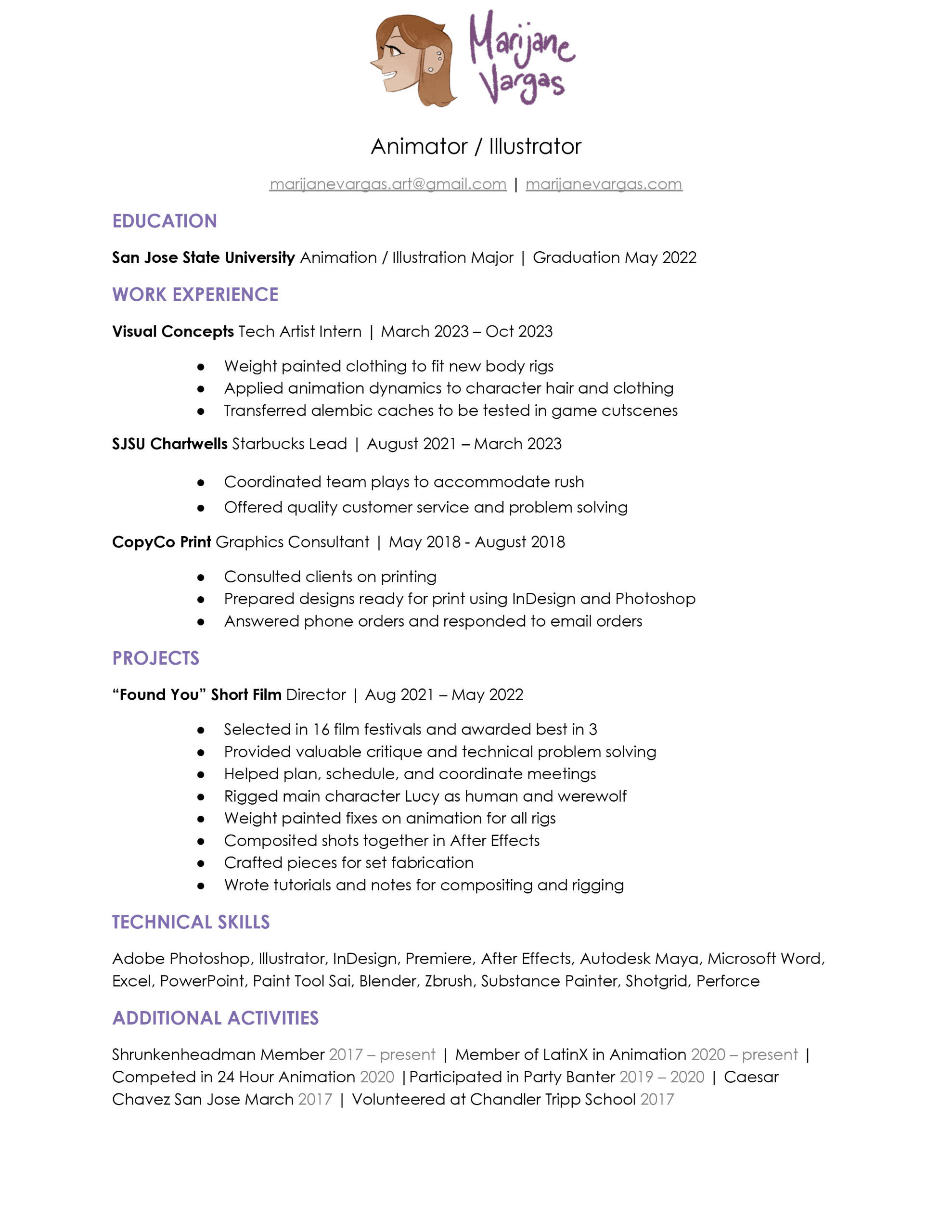 Marijane Vargas's resume as of Oct 2023